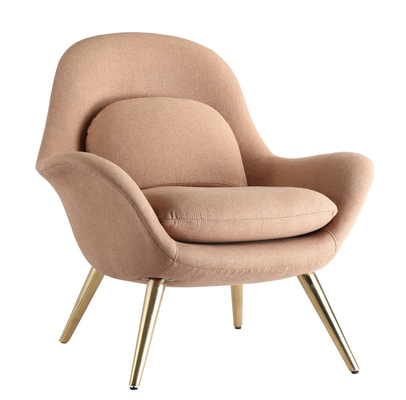 Fabric Upholstering Modern Sitting Chairs Light Brown Color With Cushion