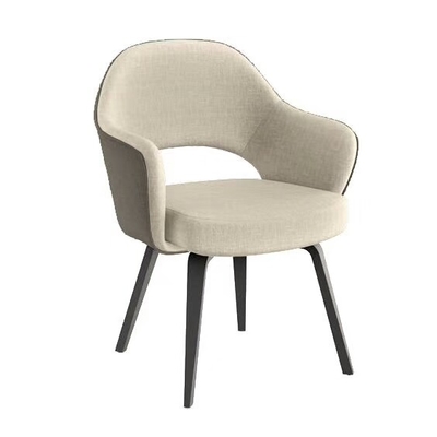 Upholstered Fabric Saarinen Executive Arm Chair with Wooden Legs