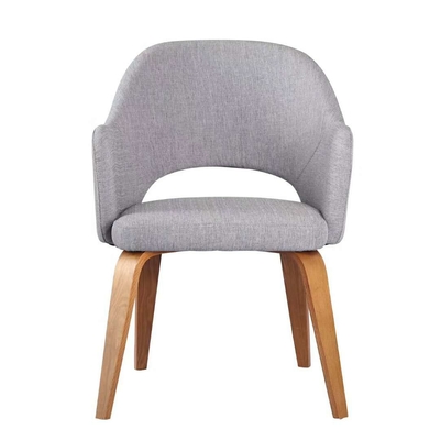 Upholstered Fabric Saarinen Executive Arm Chair with Wooden Legs