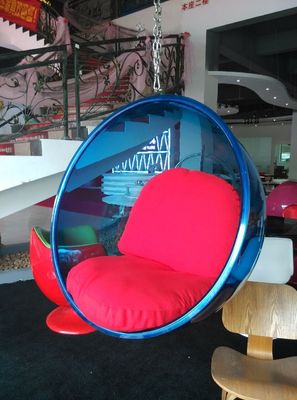 Hotel Modern Leisure Chair , Acrylic Transparent Shell Fabric Cushion Hanging Bubble Chair