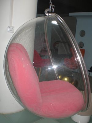 Hotel Modern Leisure Chair , Acrylic Transparent Shell Fabric Cushion Hanging Bubble Chair