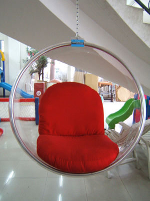 Hotel Modern Leisure Chair , Acrylic Transparent Shell Fabric Cushion Hanging Bubble Chair