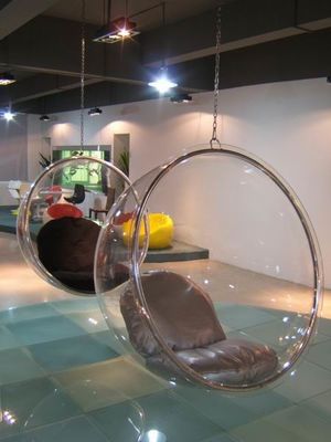 Hotel Modern Leisure Chair , Acrylic Transparent Shell Fabric Cushion Hanging Bubble Chair