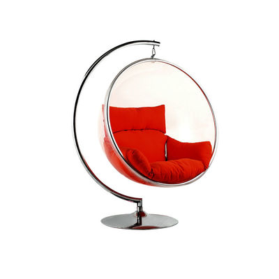 Hotel Modern Leisure Chair , Acrylic Transparent Shell Fabric Cushion Hanging Bubble Chair