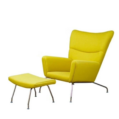 Velvet Upholstering Indoor Kursi Malas Kursi Kayu Solid Di Dalam Kaki Stainless Steel