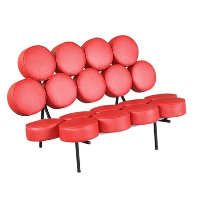 Klasik Kulit Asli Hitam Marshmallow Kursi Sofa Untuk Ruang Tamu